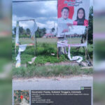 Baliho pasangan bakal calon wali kota dan Wakil Wali Kota Kendari, Yudhianto Mahardika dan Nirna Lachmuddin dirusak orang tak dikenal pada Senin, 16 September 2024. Foto: Dan